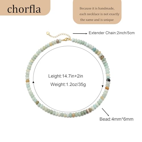 chorfla Beaded Gemstone Necklaces for Women Bohemian Colored Choker Natural Stone Bead Decoration Summer Beach Handmade Jewelry Necklace Amazonite - Image 3