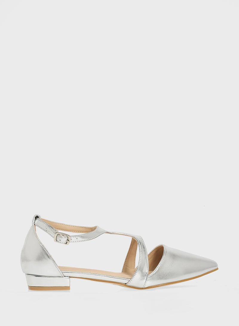 Ginger Pointed Flat With Ankle Strap  - Image 1