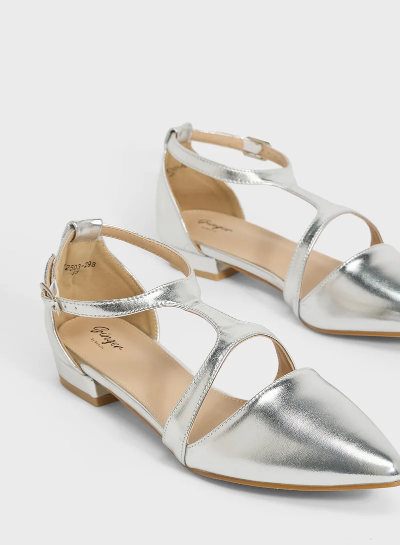 Ginger Pointed Flat With Ankle Strap