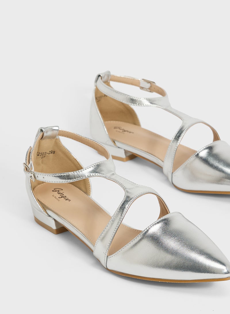 Ginger Pointed Flat With Ankle Strap  - Image 4