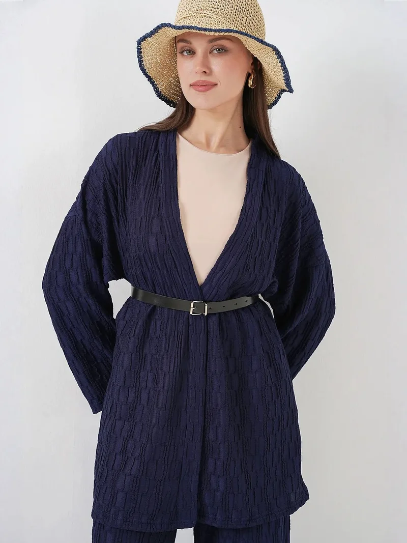 BIG DART BDART Textured Shawl Collar Kimono Pants Set