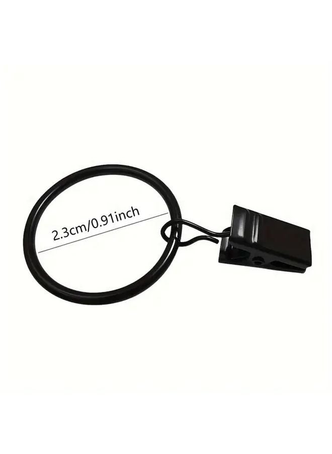 1 Pack 20 Pcs Black Rustproof Metal Curtain Rings With Clips 1 26 Inch Diameter - Image 4