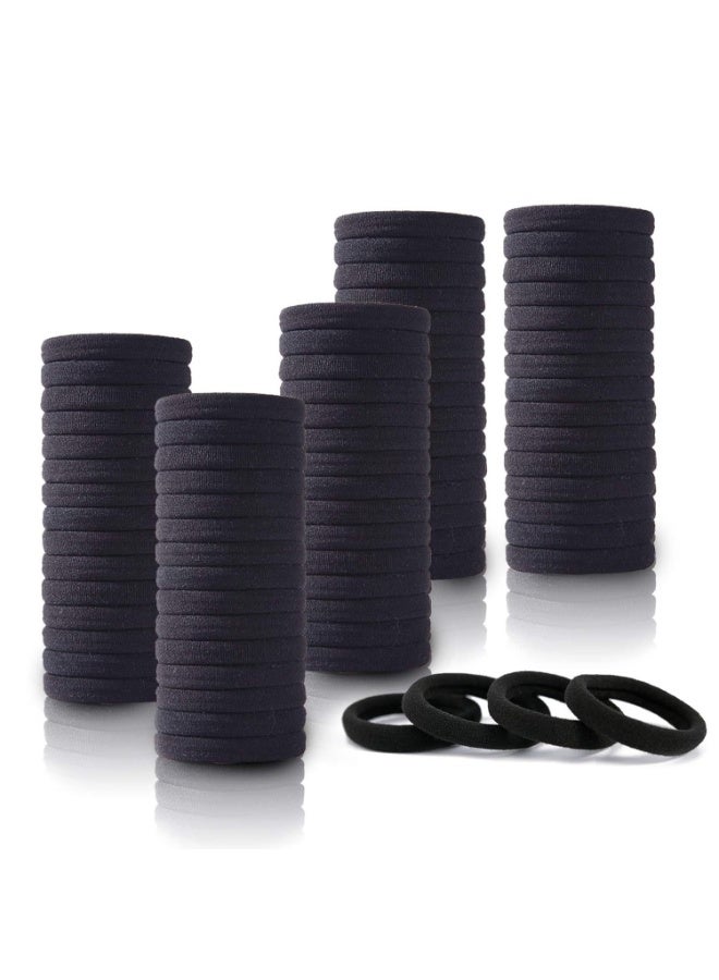 100 Pcs Black Hair Ties, No Crease Elastic Seamless Hair Bands, Not Damage for Thick Hair, Ponytail Holders for Women Girls Kids Men, Headbands, Scrunchies, Hair Elastics - Image 1