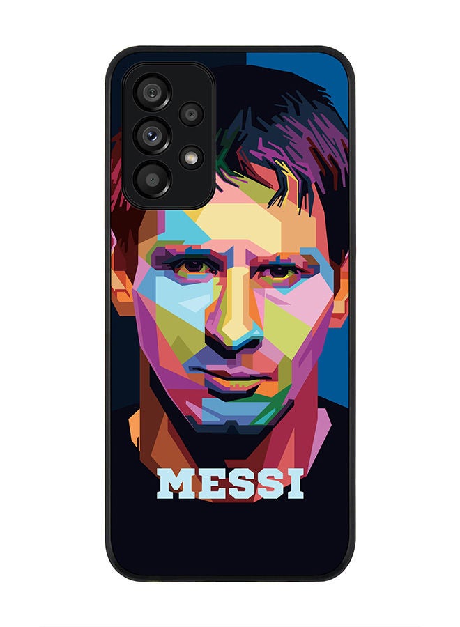 Stylizedd Rugged Black edge case for Samsung Galaxy A73 5G Slim fit Soft Case Flexible Rubber Edges Anti Drop TPU Gel Thin Cover - Poly Messi - Image 1