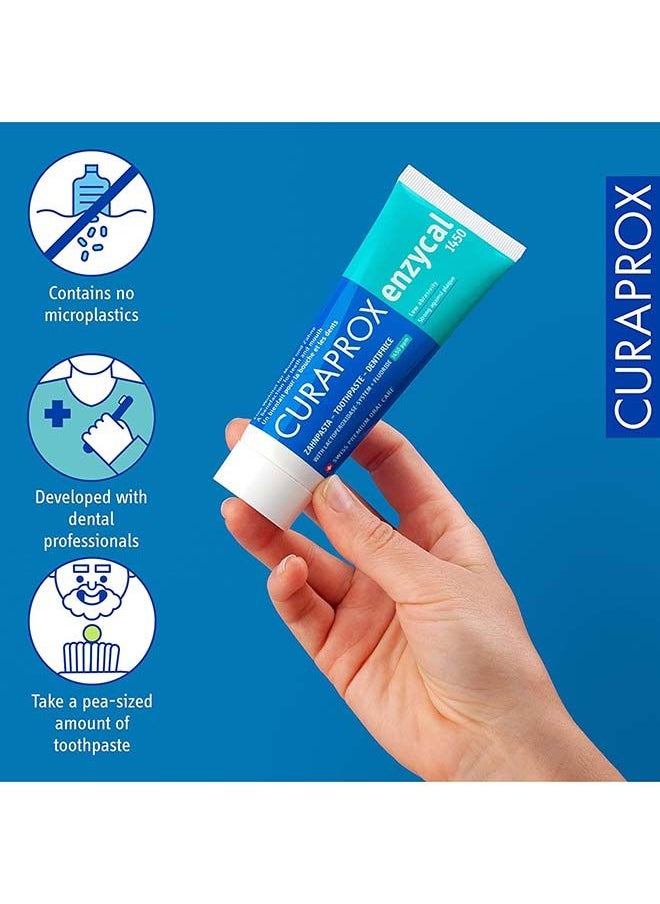 CURAPROX - Curaprox Enzycal 1450, 75ml. 1450ppm Fluoride Toothpaste to protect against decay & fight against plaque. - Image 1