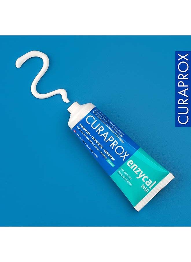 CURAPROX - Curaprox Enzycal 1450, 75ml. 1450ppm Fluoride Toothpaste to protect against decay & fight against plaque. - Image 1