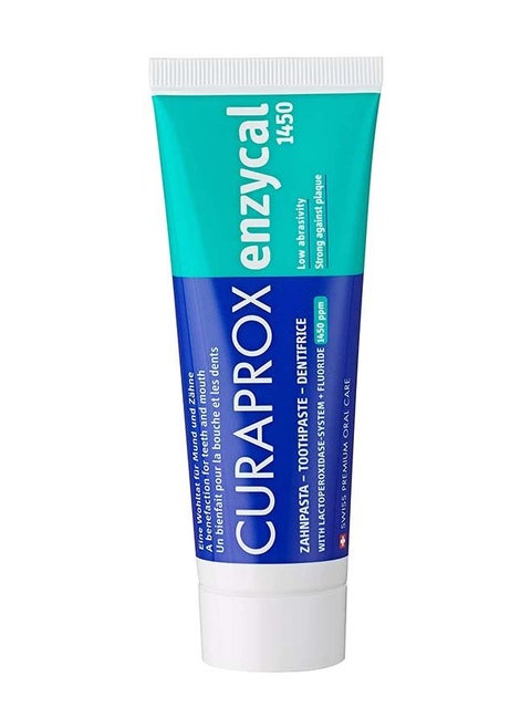 Curaprox Enzycal 1450, 75ml. 1450ppm Fluoride Toothpaste to protect against decay & fight against plaque.