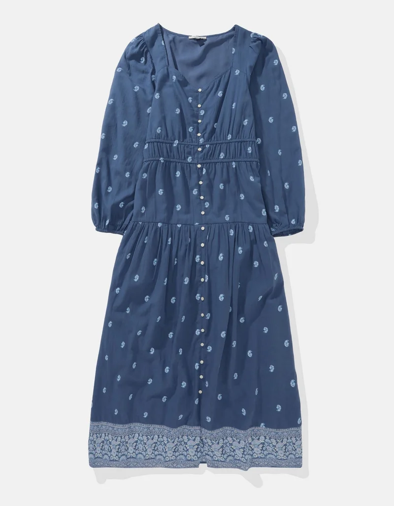 American Eagle  Tie Side Midi Shirt Dress for Women | Best Price UAE