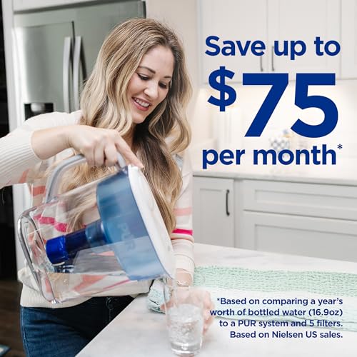 PUR Plus 11-Cup Water Pitcher, 1 Lead-Reducing Filter, Cleaner, Great-tasting Water, Dishwasher Safe, Powerful Filtration, Filter Change Light Indicator, LockFit Cap Design - White - Image 3