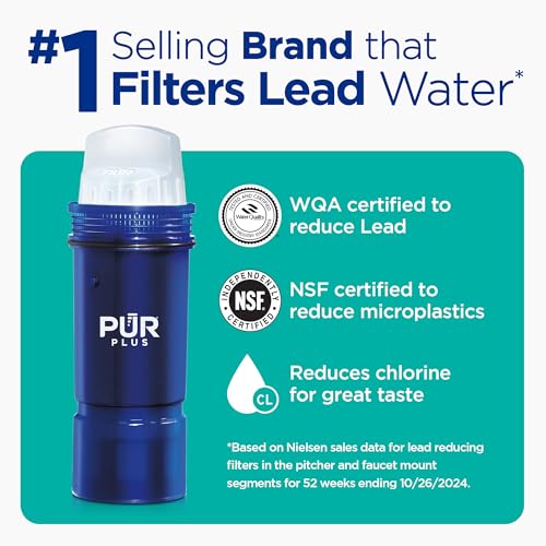 PUR Plus 11-Cup Water Pitcher, 1 Lead-Reducing Filter, Cleaner, Great-tasting Water, Dishwasher Safe, Powerful Filtration, Filter Change Light Indicator, LockFit Cap Design - White - Image 4