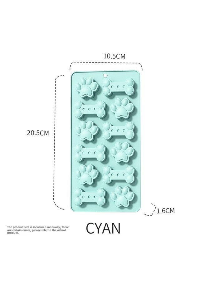 Silicone Pet Cake Mold Fish Bone Caterpillar Dog Footprint Chocolate Mold Pet Cookie Mold DIY Ice Cake-Color:YH1124 Blue - Image 1