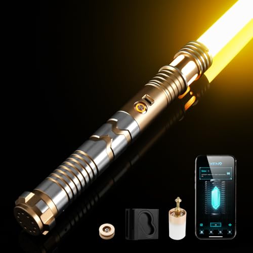 CUSTOM SABER Upgrade Smooth Swing XRGB 30 Light Saber Motion Control Light Saber 16 Set Sound Fonts Infinite Color Changing Rechargeable Meatl Hilt Light Sabers Belt Clip and Blade Plug Toy ToolsGold - Image 1