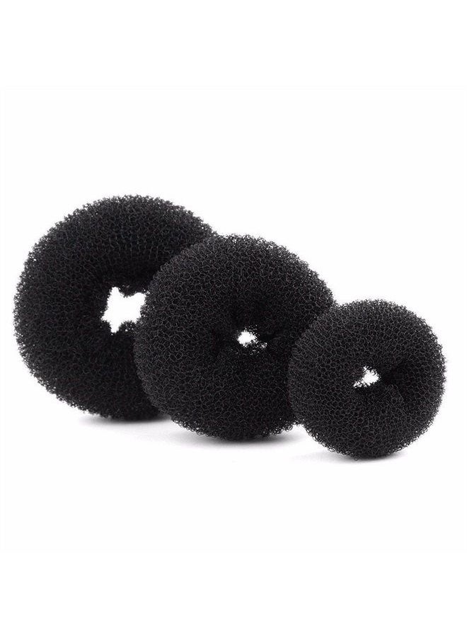 Wendy Mall 3 Pieces Women Lady Magic Shaper Donut Hair Bun Maker Hair Ring Styler Maker Round Chignon Hair Accessories(1 Small 1 Medium 1 Large) (Black)  - Image 2