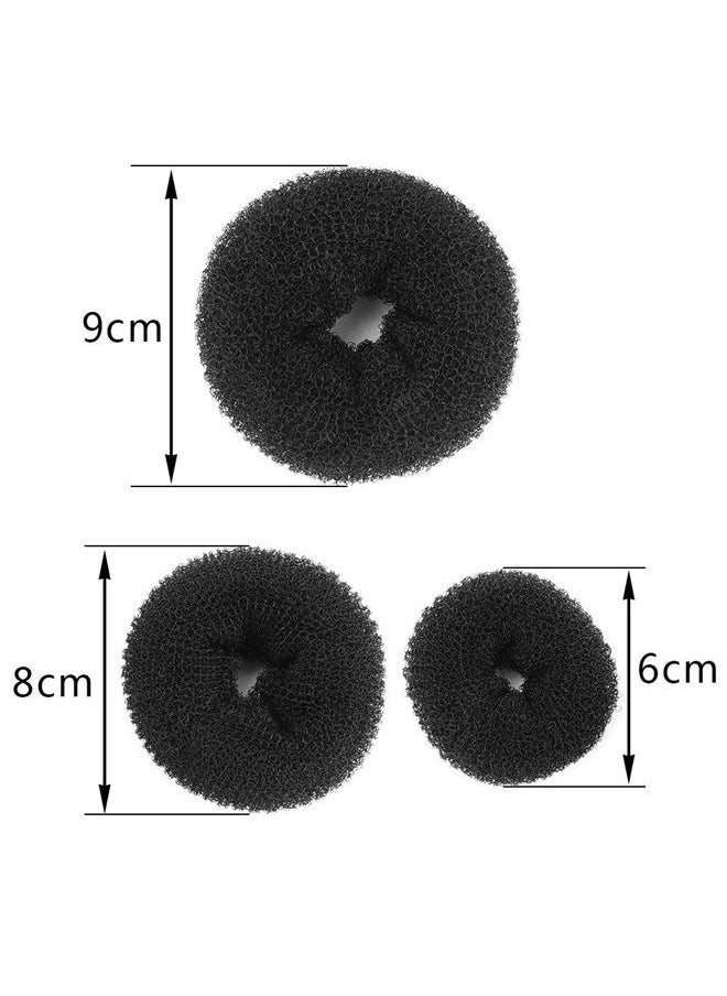 Wendy Mall 3 Pieces Women Lady Magic Shaper Donut Hair Bun Maker Hair Ring Styler Maker Round Chignon Hair Accessories(1 Small 1 Medium 1 Large) (Black)  - Image 3