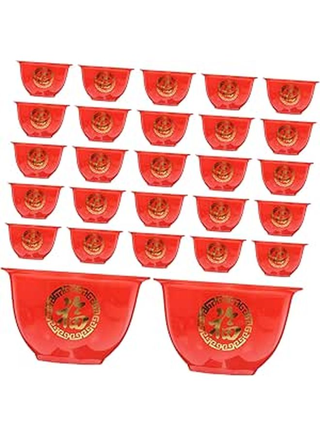 Vintage Red Plastic Cups 50 Pieces Lightweight Traditional Style Wine Glasses for Home Wedding Party - Image 1
