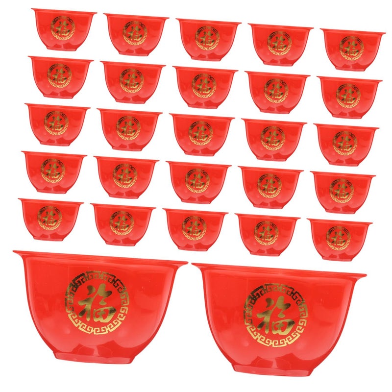 Vintage Red Plastic Cups 50 Pieces Lightweight Traditional Style Wine Glasses for Home Wedding Party - Image 2