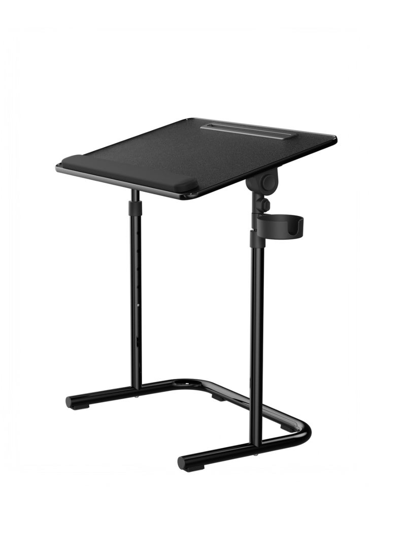 Moxedo مكتب موكسييدو فليكس ميت القابل للتعديل في الارتفاع للابتوب مع سطح مائل مريح وحامل أكواب مثبت على الجانب، ومسند للمعصم وفتحة للأجهزة للهواتف/الأجهزة اللوحية - Image 1