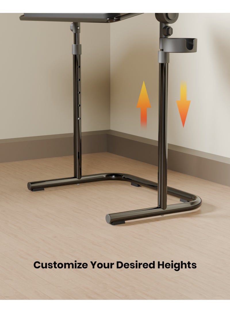 Moxedo مكتب موكسييدو فليكس ميت القابل للتعديل في الارتفاع للابتوب مع سطح مائل مريح وحامل أكواب مثبت على الجانب، ومسند للمعصم وفتحة للأجهزة للهواتف/الأجهزة اللوحية - Image 5