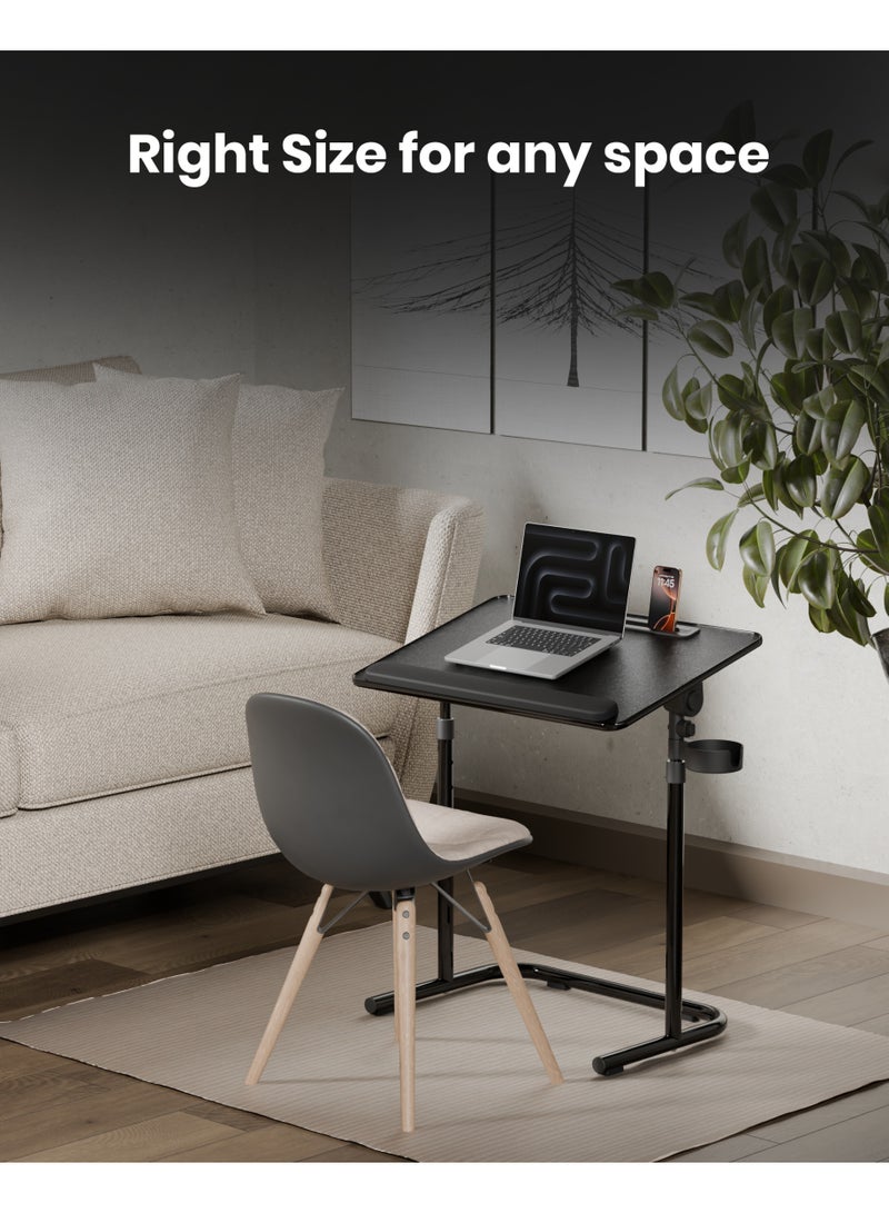 Moxedo مكتب موكسييدو فليكس ميت القابل للتعديل في الارتفاع للابتوب مع سطح مائل مريح وحامل أكواب مثبت على الجانب، ومسند للمعصم وفتحة للأجهزة للهواتف/الأجهزة اللوحية - Image 3