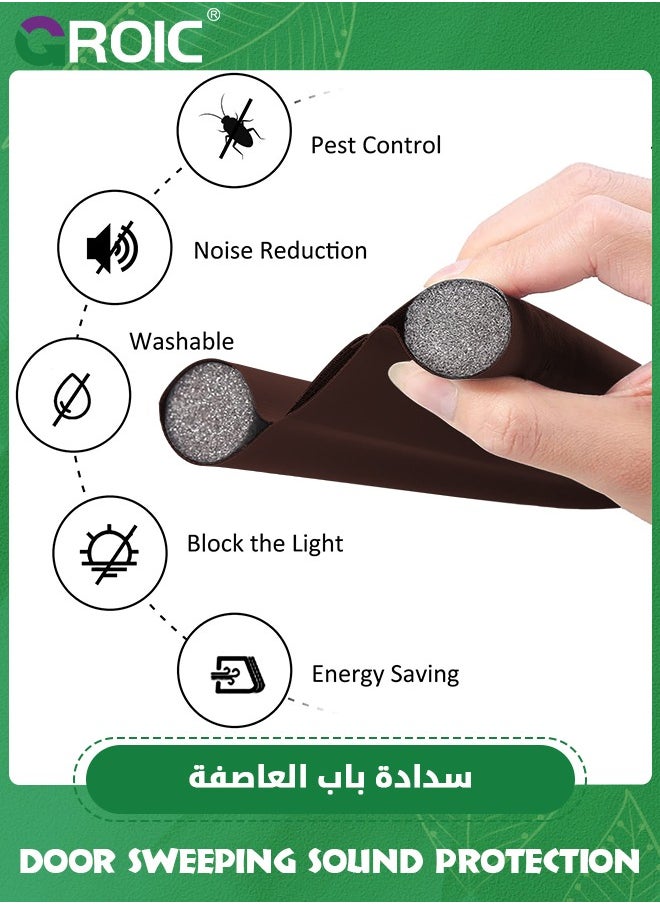 GROIC Door Bezel,Adjustable Door Sweeping Sound Protection, Internal Front Double-Sided Windshield, Door Bottom Protection, Noise Reduction, Windshield,Home Soundproof Dust Proof Seal Strip(Coffee)  - Image 4