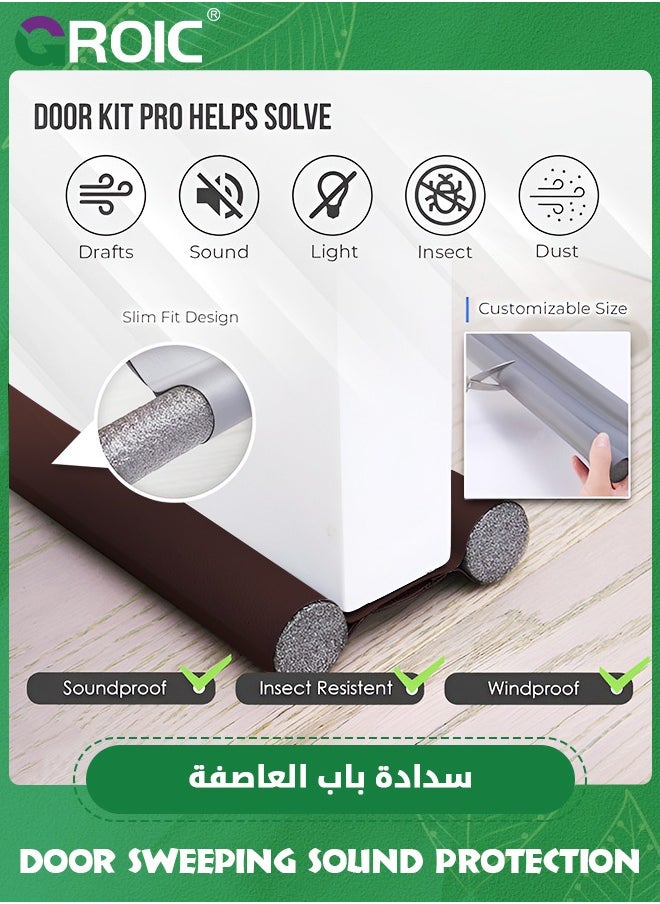 GROIC Door Bezel,Adjustable Door Sweeping Sound Protection, Internal Front Double-Sided Windshield, Door Bottom Protection, Noise Reduction, Windshield,Home Soundproof Dust Proof Seal Strip(Coffee)  - Image 3