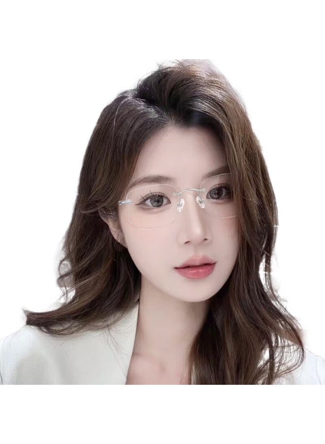 LOHO Zeiss Lens Frameless Glasses Women Anti-Blue Light Slim High-End Sense Plain Light Eye Protection Eyeglass Frame - Image 3