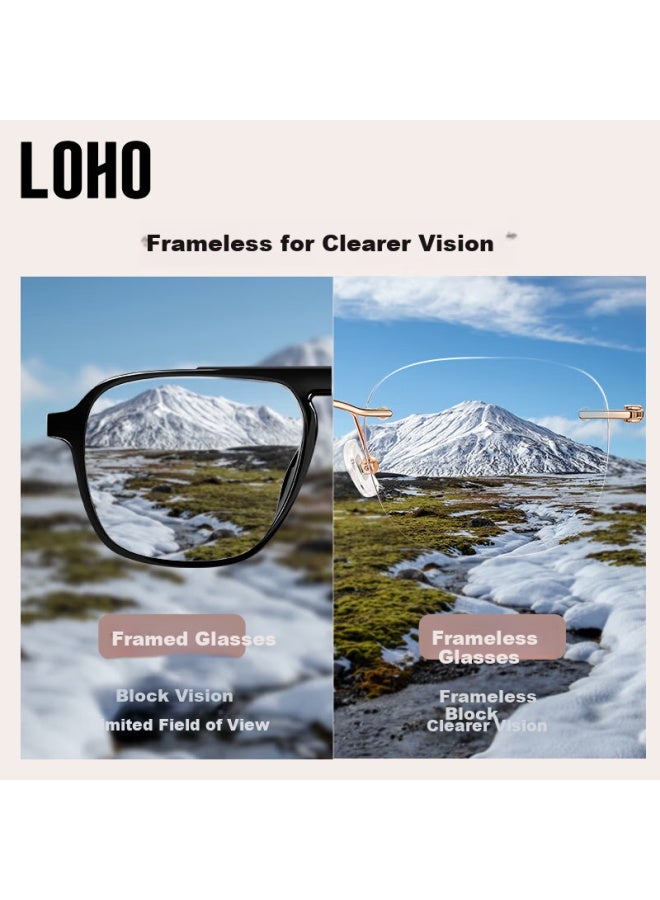 Loho Zeiss Lens Frameless Gl Women Anti-blue Light Slim High-end Sense Plain Light Eye Protection Eyeglass Frame - Image 4