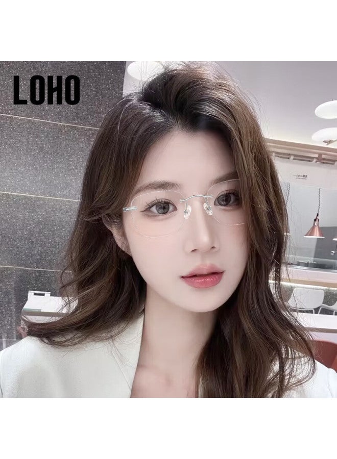 Loho Zeiss Lens Frameless Gl Women Anti-blue Light Slim High-end Sense Plain Light Eye Protection Eyeglass Frame - Image 1