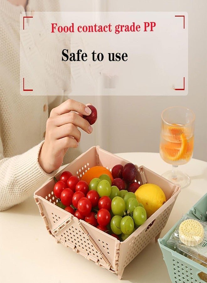 Glowick Multi-Functional Folding Drain Basket Plastic Storage Basket Collapsible Colander Drainage Basket Fruit and Vegetable Strainer Basket (1Pcs) - Image 5