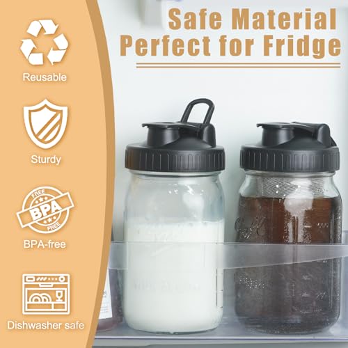 FyndraX Pour Spout Lids for Ball Wide Mouth Mason Jars, Airtight Canning Jar Flip Cap Top Lid for Drinking, Salad, Dressing Pouring, Leak-Proof, Pack of 4 - Image 5