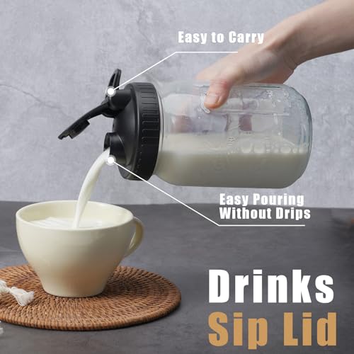 FyndraX Pour Spout Lids for Ball Wide Mouth Mason Jars, Airtight Canning Jar Flip Cap Top Lid for Drinking, Salad, Dressing Pouring, Leak-Proof, Pack of 4 - Image 4