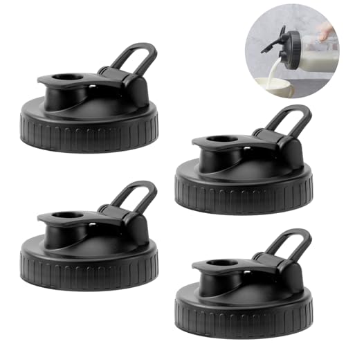 FyndraX Pour Spout Lids for Ball Wide Mouth Mason Jars, Airtight Canning Jar Flip Cap Top Lid for Drinking, Salad, Dressing Pouring, Leak-Proof, Pack of 4 - Image 1
