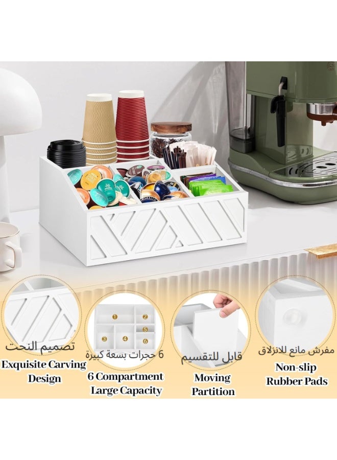 اكسيسن منظم حامل القهوة، منظم محطة القهوة للطاولة، حامل أدوات المطبخ، حامل ورق الطعام الخشبي، رف تنظيم المطبخ - Image 3