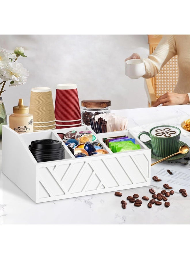 اكسيسن منظم حامل القهوة، منظم محطة القهوة للطاولة، حامل أدوات المطبخ، حامل ورق الطعام الخشبي، رف تنظيم المطبخ - Image 4