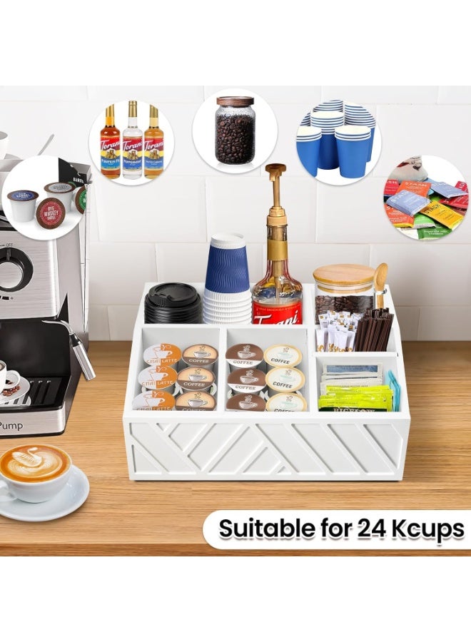 اكسيسن منظم حامل القهوة، منظم محطة القهوة للطاولة، حامل أدوات المطبخ، حامل ورق الطعام الخشبي، رف تنظيم المطبخ - Image 2