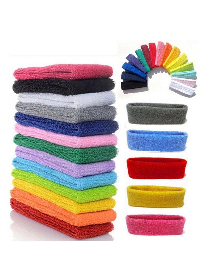 Yeshan 12 Packs Wicking Stretchy Athletic Sweatbandsport Headbandshead Wrapyoga Headbandhead Scarfbest Looking Hairband For Sports Or Fashiontowel Material - Image 1