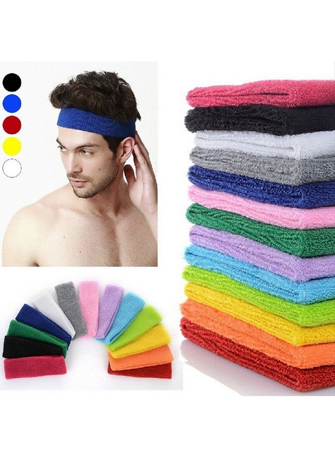Yeshan 12 Packs Wicking Stretchy Athletic Sweatbandsport Headbandshead Wrapyoga Headbandhead Scarfbest Looking Hairband For Sports Or Fashiontowel Material - Image 2