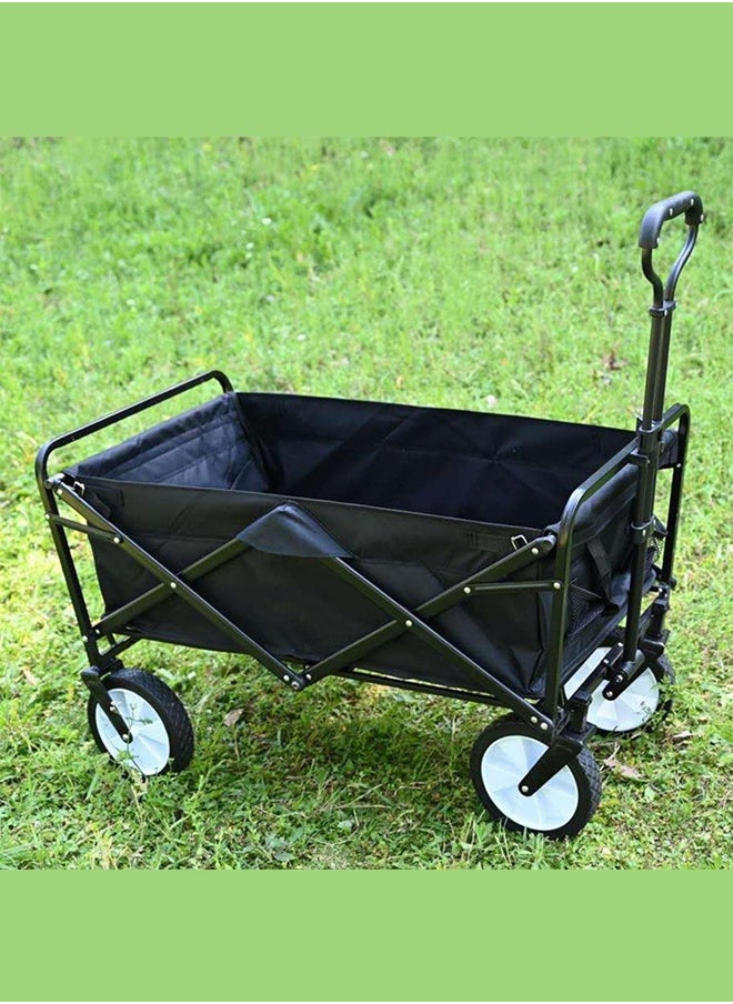 WEMART - Wagons Carts Foldable,Carts With Wheels,Garden Cart Foldable, Heavy Duty Beach Folding Wagon Cart with Wheels, Large Capacity Portable Outdoor Foldable Cart for Sports, Shopping, Camping, Beach (Black) - Image 1