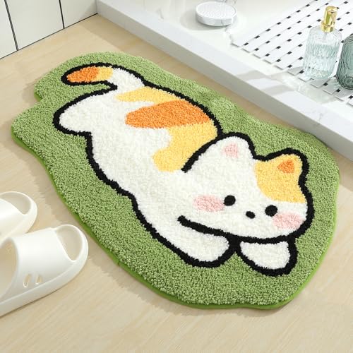 Molesun Cute Animal Bath Mat, Extra Soft Absorbent Bath Rug, Non-Slip Comfortable Bathroom Rug, Carpet for Tub, Shower, Bath Room, Machine Wash Dry, 20"x31", Cat - Image 1