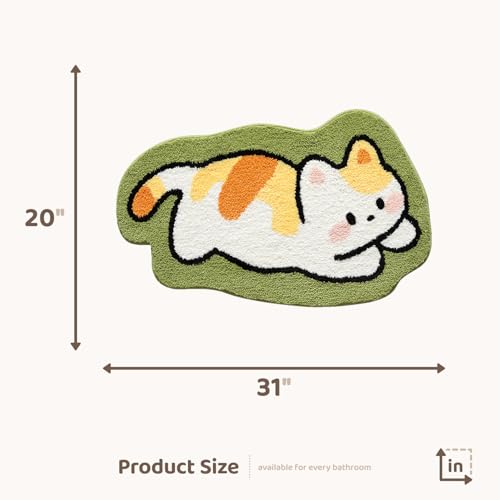 Molesun Cute Animal Bath Mat, Extra Soft Absorbent Bath Rug, Non-Slip Comfortable Bathroom Rug, Carpet for Tub, Shower, Bath Room, Machine Wash Dry, 20"x31", Cat - Image 2