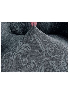 Fabienne Woven Jacquard Stretch Fit Dining Chair Cover Grey  - Image 3