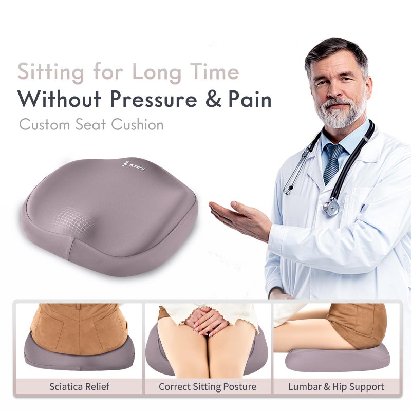 FLORICH Car Seat Cushion with Neck Pillow Lumbar Support Kit Memory Foam Seat Cushion for Car Ergonomic Back Support Headrest for Driving Car Seat Pillow Back Sciatica Tailbone Pain Relief, Gray - Image 3