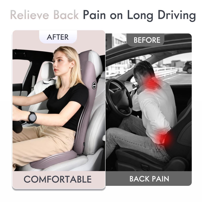 FLORICH Car Seat Cushion with Neck Pillow Lumbar Support Kit Memory Foam Seat Cushion for Car Ergonomic Back Support Headrest for Driving Car Seat Pillow Back Sciatica Tailbone Pain Relief, Gray - Image 5