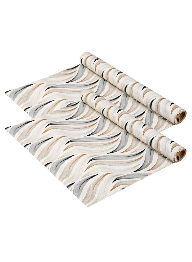 Kuber Industries Kuber Industries Pack of 2 Cabinet Shelf Liner | 3 MTR | Kitchen Cabinets Protector Mat | Wave Print | Cream  - Image 1