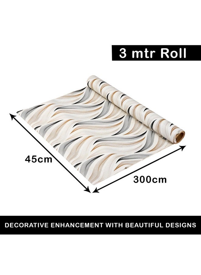 Kuber Industries Kuber Industries Pack of 2 Cabinet Shelf Liner | 3 MTR | Kitchen Cabinets Protector Mat | Wave Print | Cream  - Image 3