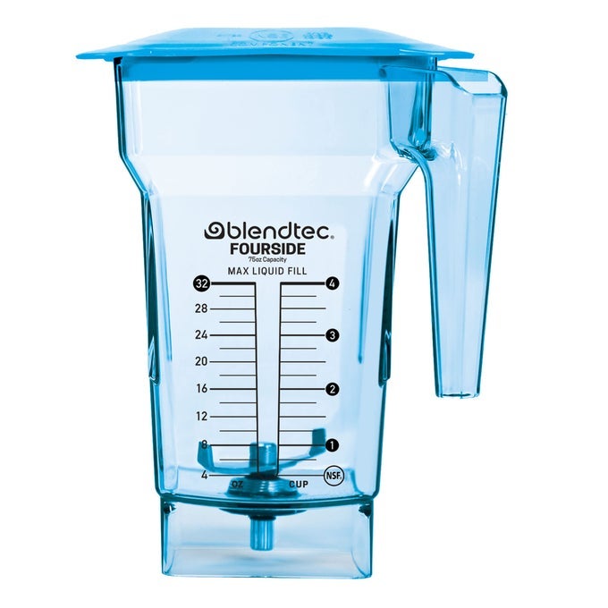 75 OZ FOURSIDE COMMERCIAL JAR FOURSIDED REPLACEMENT BLENDER JAR COMPATIBLE WITH MOST BLENDERS 32 OZ BLENDING CAPACITY BLUE
