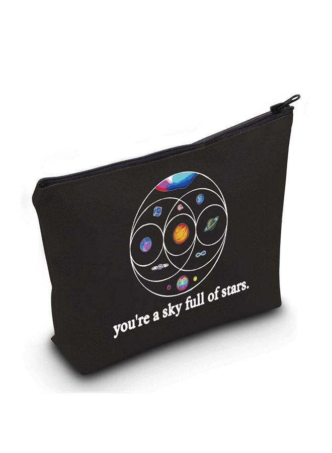 LEVLO Music Band Cosmetic Make Up Bag Star Moon Sun Lover Gift You'Re a Sky Full Of Stars Make Up Zipper Bag (Full Of Stars Black) - Image 1