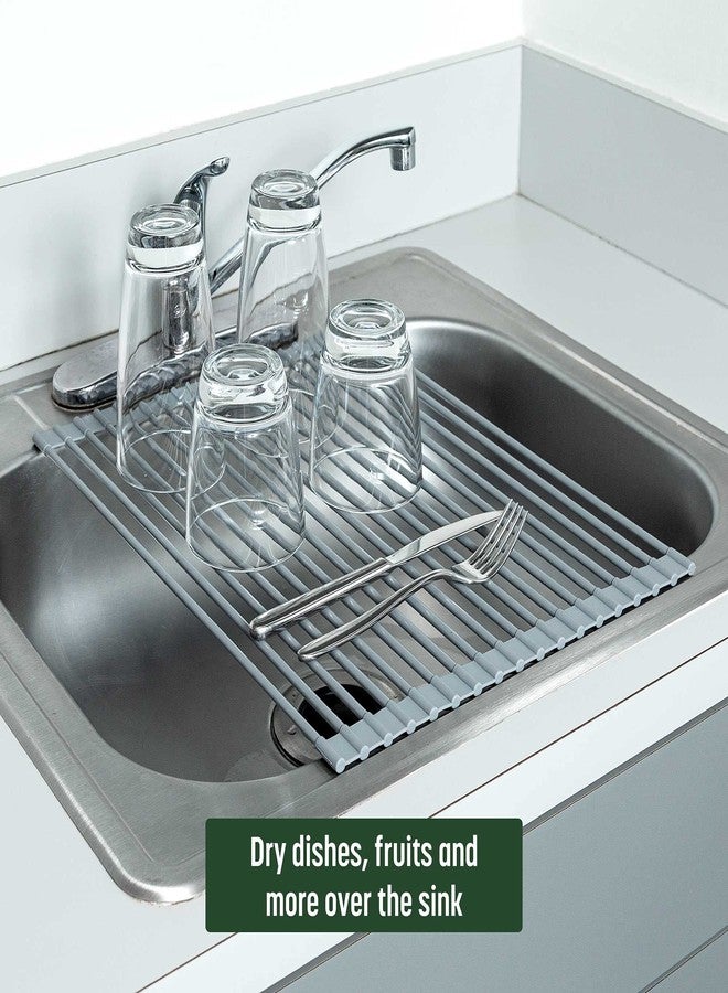 Goodful Roll Away Multipurpose Dish Drying Rack, Cooling Mat, Trivet, Easy Storage, Dishwasher Safe, Medium, Gray - Image 5
