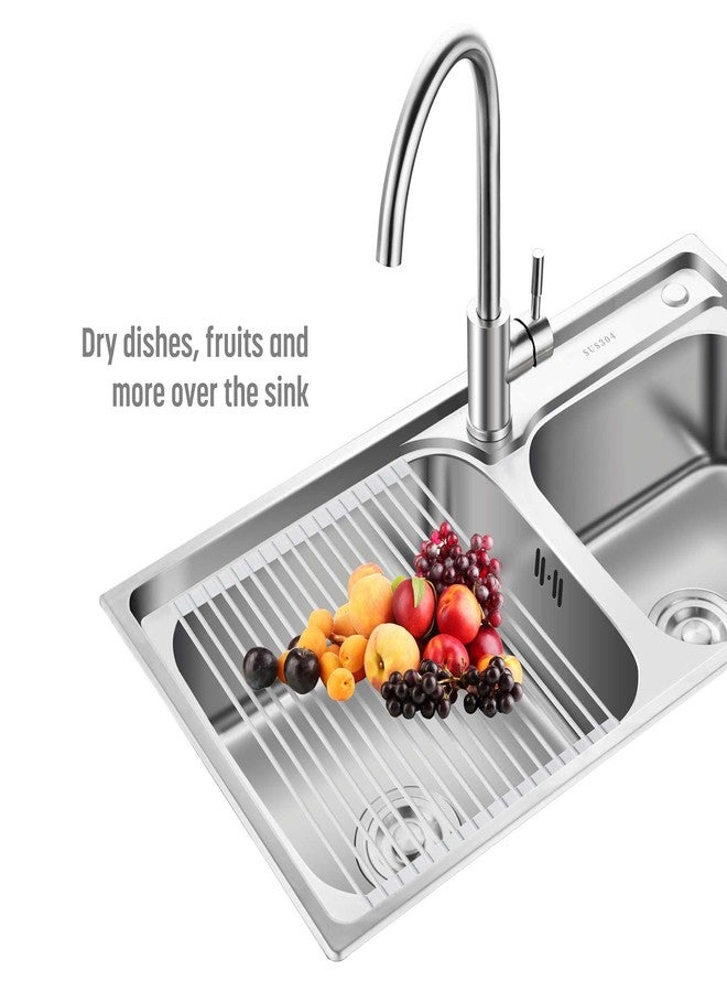 Goodful Roll Away Multipurpose Dish Drying Rack, Cooling Mat, Trivet, Easy Storage, Dishwasher Safe, Medium, Gray - Image 4