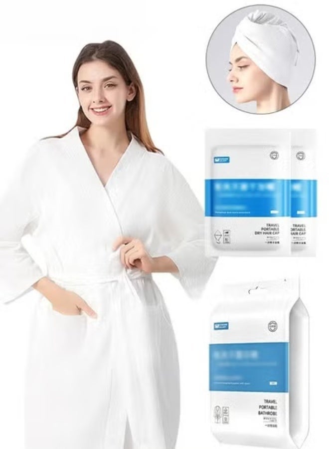 EETU Disposable Spa Robes,Non-woven Body Wrap Bathrobe With 2 Hair Drying Cap For Beauty Salon,Unisex One Size Fits All - Image 1